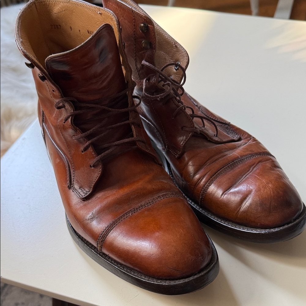 Barneys New York Brown Leather Men's Boots